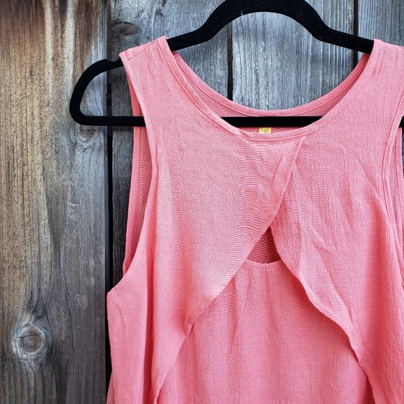 Free People Coral Ruffled Cross Front Top - Picture 2 of 7